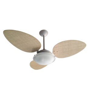 Ventilador de Teto GiraVento Caribe Branco pás Rattan Palha