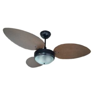 Ventilador de Teto GiraVento Madri Preto Pás Rattan Chocolate